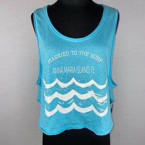 Pop Surf By Popular Apparel Co. M Anna Maria Island Florida FL Cropped Tank Top
